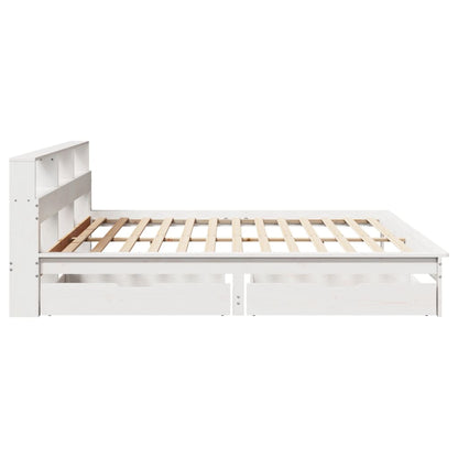 Bed met boekenkast zonder matras grenenhout wit 180x200 cm
