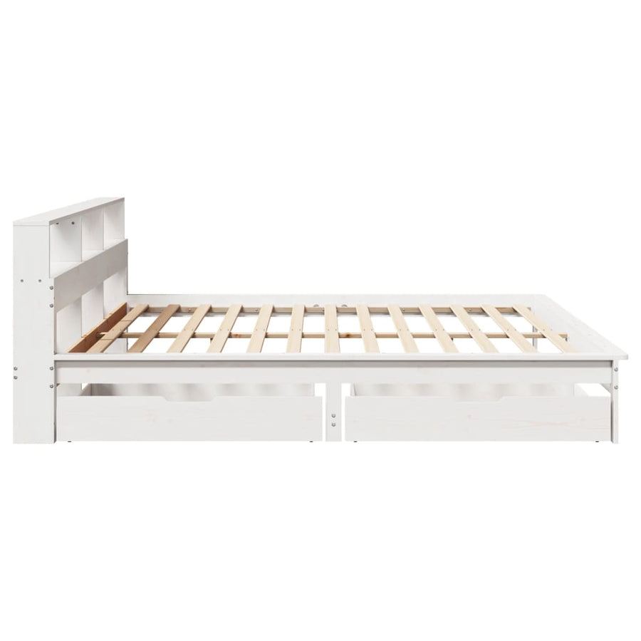 Bed met boekenkast zonder matras grenenhout wit 180x200 cm