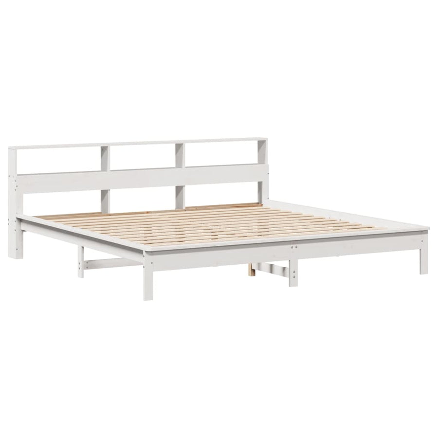 Bed met boekenkast zonder matras grenenhout wit 180x200 cm