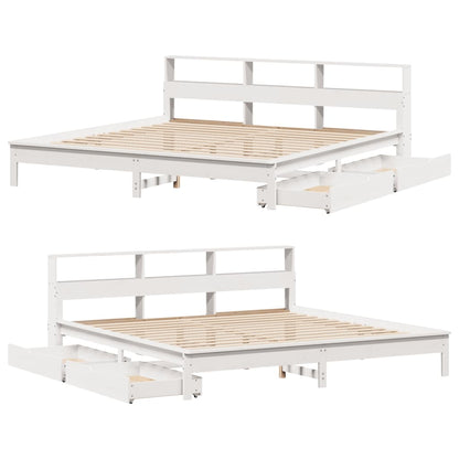 Bed met boekenkast zonder matras grenenhout wit 180x200 cm