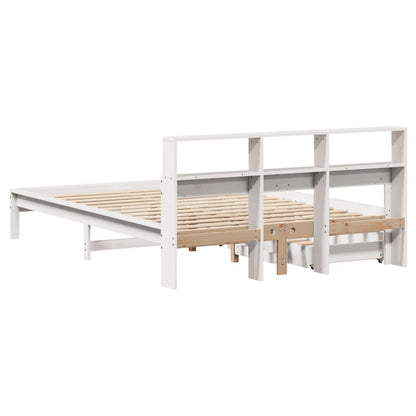 Bed met boekenkast zonder matras grenenhout wit 160x200 cm