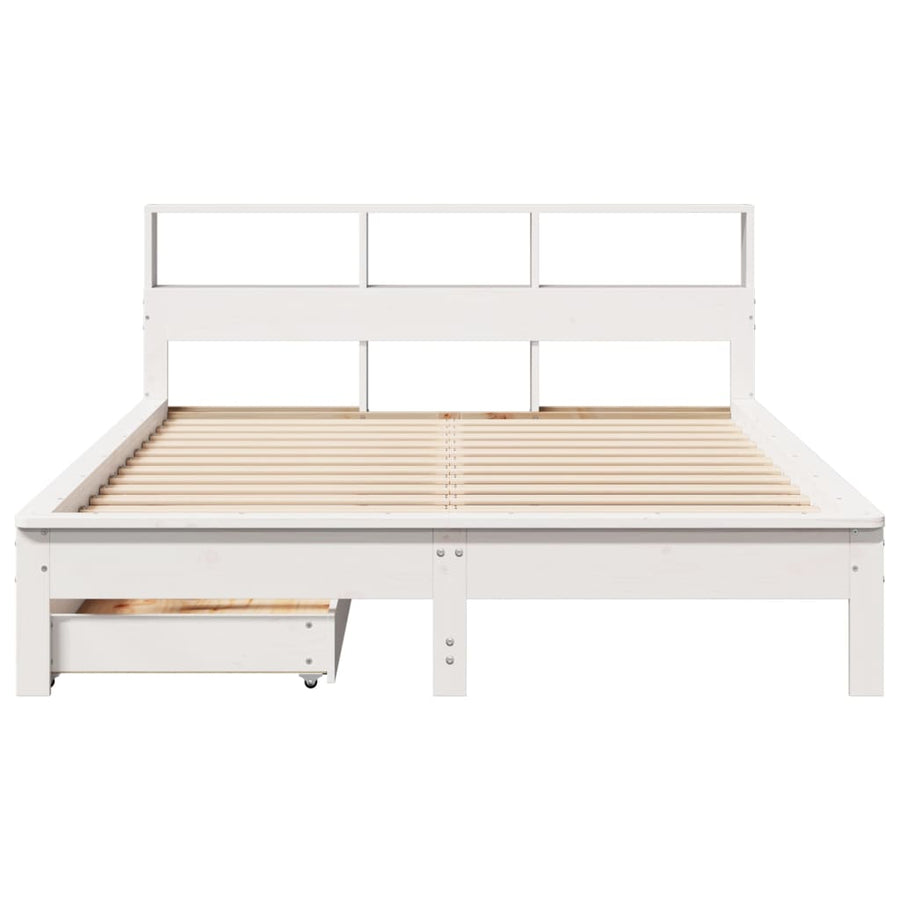 Bed met boekenkast zonder matras grenenhout wit 150x200 cm