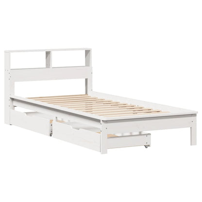 Bed met boekenkast zonder matras grenenhout wit 100x200 cm