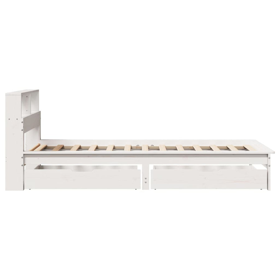 Bed met boekenkast zonder matras grenenhout wit 100x200 cm