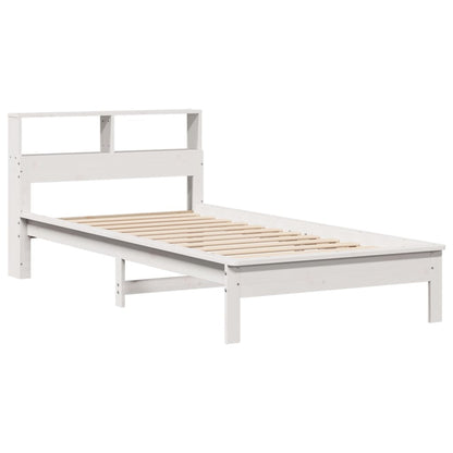 Bed met boekenkast zonder matras grenenhout wit 90x200 cm