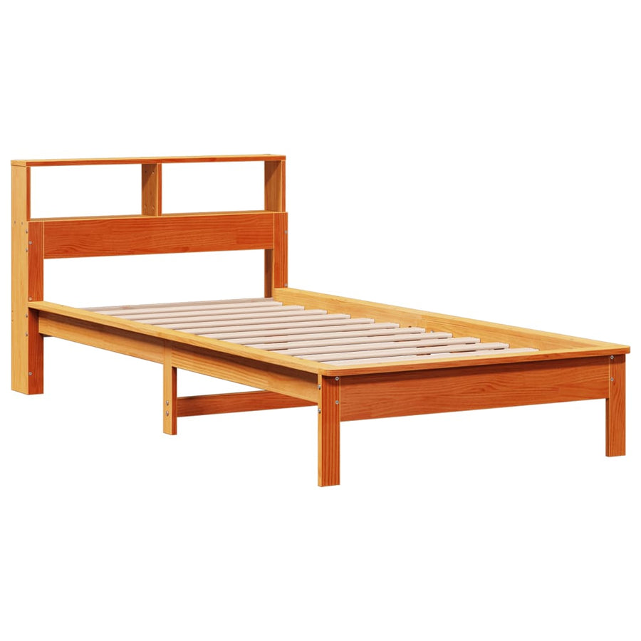 bed met boekenkast zonder matras grenenhout wasbruin 90x200 cm