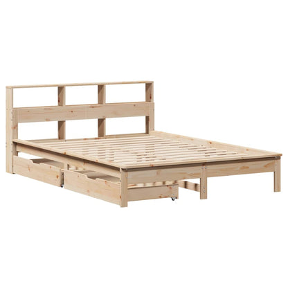 Bed met boekenkast zonder matras massief grenenhout 140x190 cm
