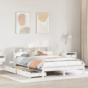 Bed met boekenkast grenenhout wit 140x190 cm