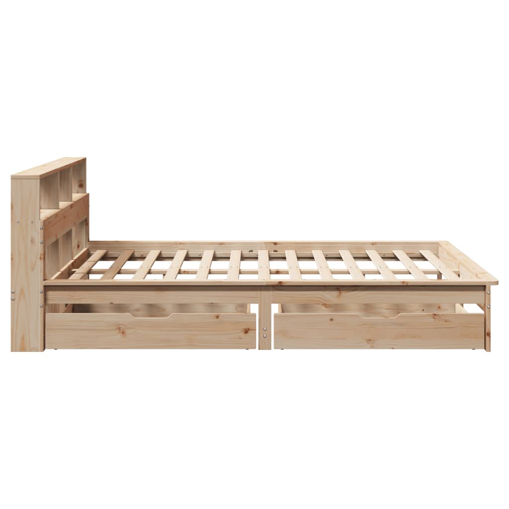 Bed met boekenkast zonder matras massief grenenhout 120x190 cm