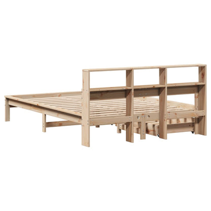 Bed met boekenkast zonder matras massief grenenhout 120x190 cm