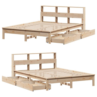 Bed met boekenkast zonder matras massief grenenhout 120x190 cm