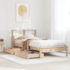 Bed met boekenkast zonder matras massief grenenhout 90x190 cm