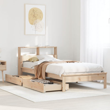 Bed met boekenkast zonder matras massief grenenhout 90x190 cm