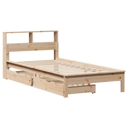 Bed met boekenkast zonder matras massief grenenhout 75x190 cm