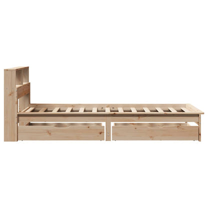 Bed met boekenkast zonder matras massief grenenhout 75x190 cm