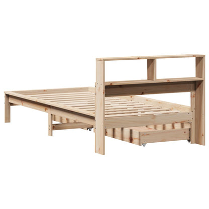Bed met boekenkast zonder matras massief grenenhout 75x190 cm
