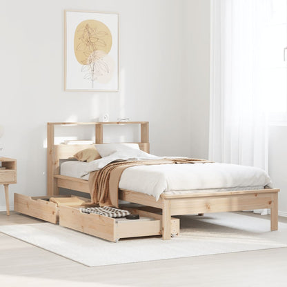 Bed met boekenkast zonder matras massief grenenhout 75x190 cm