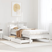 Bed 75x190 cm grenenhout wit met boekenkast