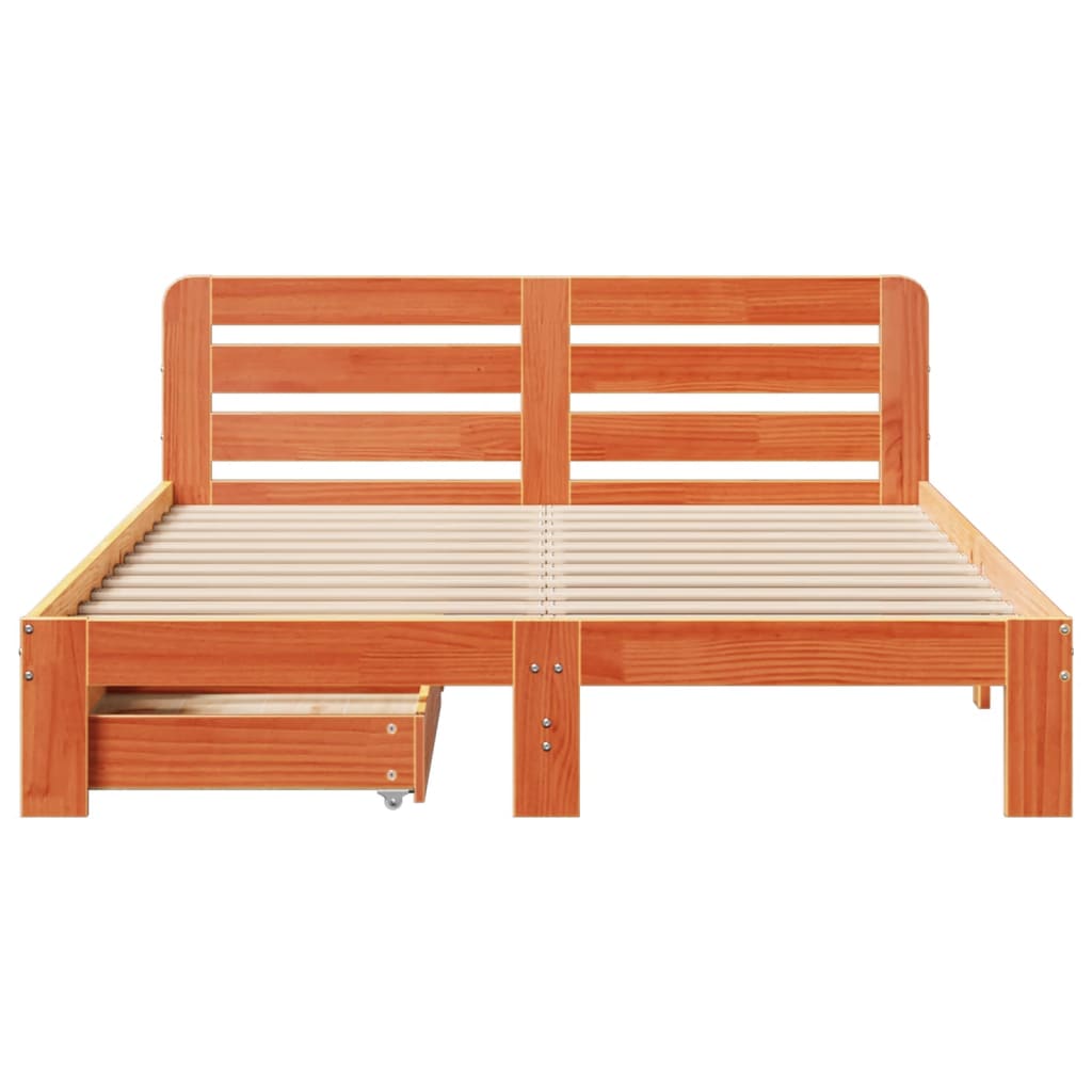 Bedframe zonder matras massief grenenhout wasbruin 120x200 cm
