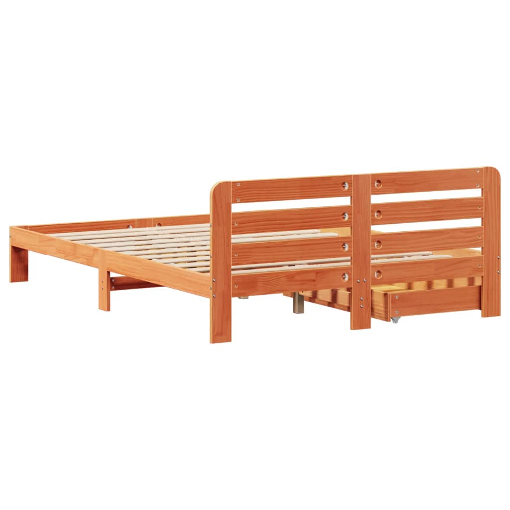 Bedframe zonder matras massief grenenhout wasbruin 120x200 cm