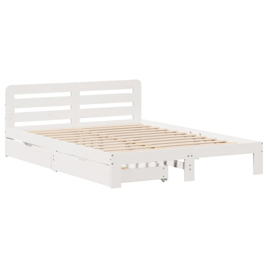 Bedframe zonder matras massief grenenhout wit 140x200 cm