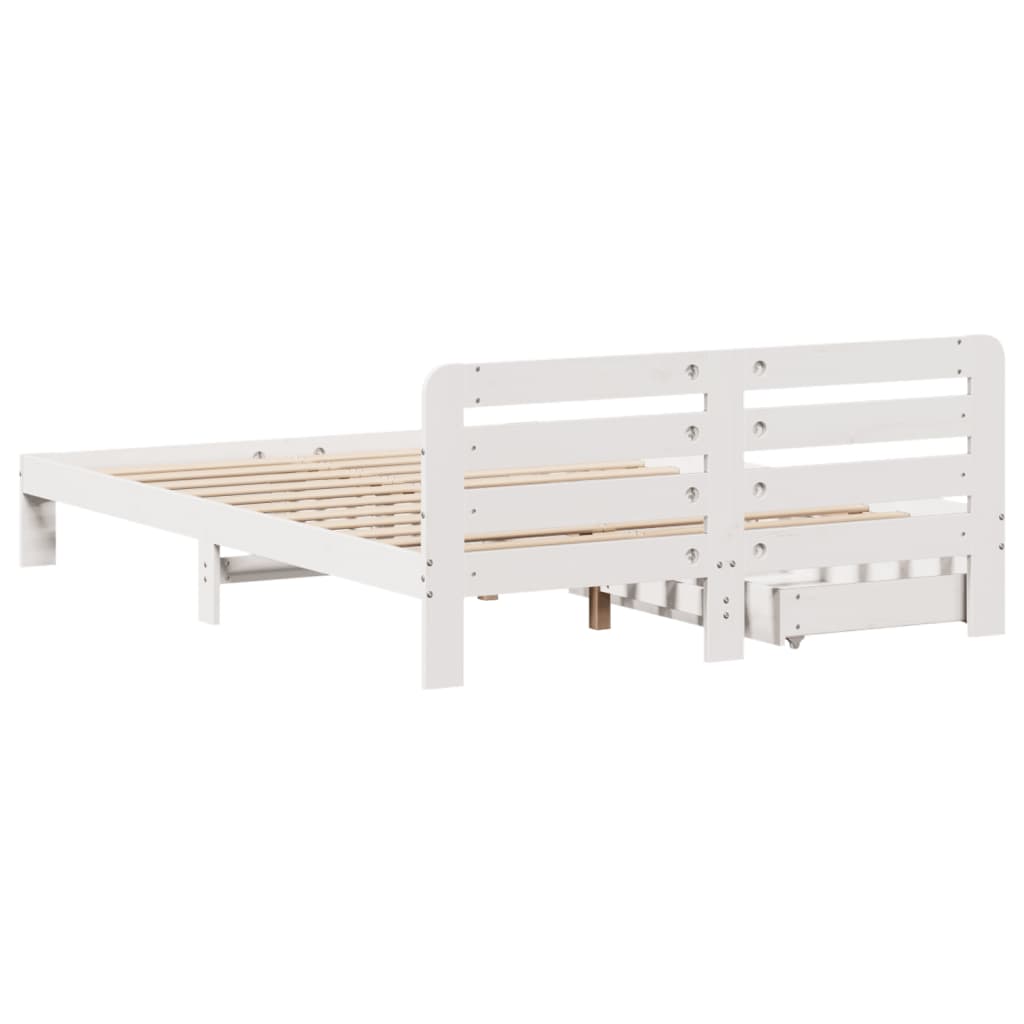 Bedframe zonder matras massief grenenhout wit 140x200 cm