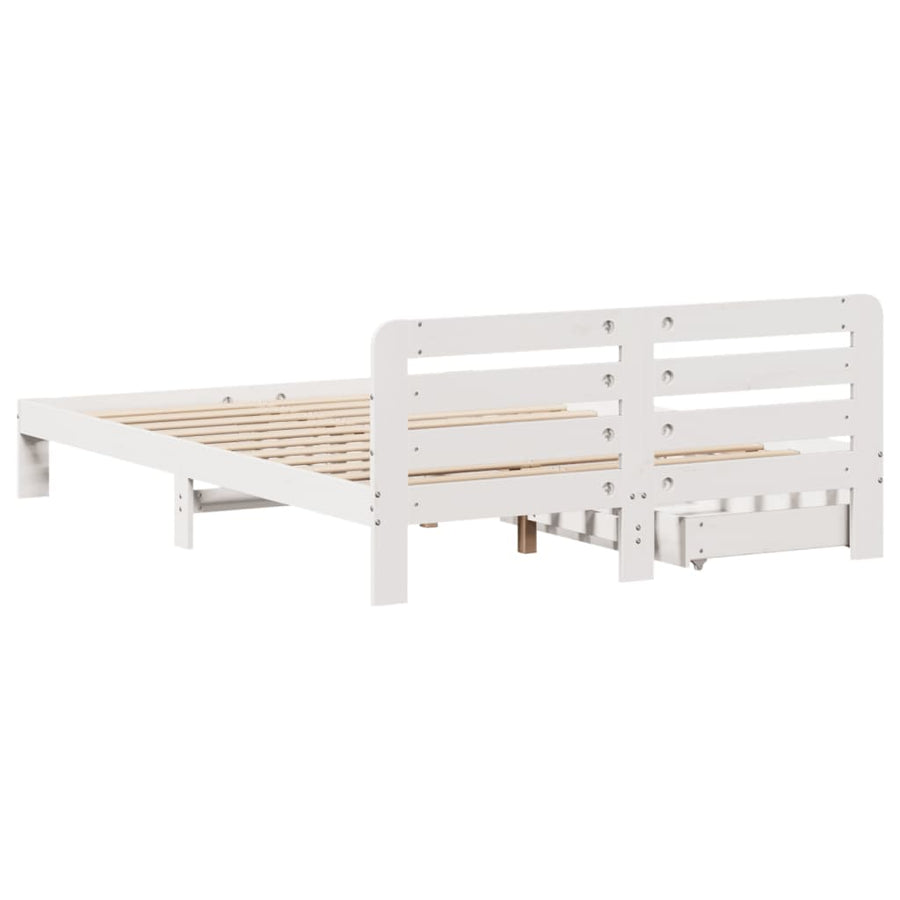 Bedframe zonder matras massief grenenhout wit 140x200 cm