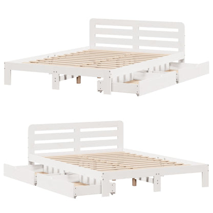 Bedframe zonder matras massief grenenhout wit 140x200 cm