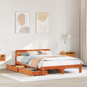 Bedframe massief grenenhout wasbruin 140x200 cm
