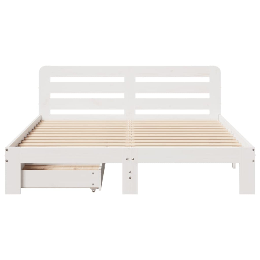 Bedframe zonder matras massief grenenhout wit 150x200 cm