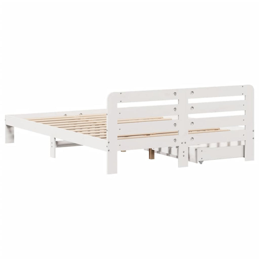 Bedframe zonder matras massief grenenhout wit 150x200 cm