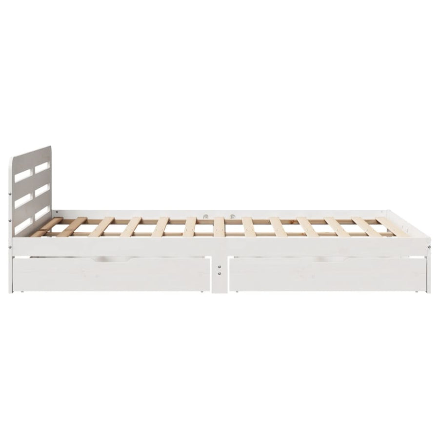 Bedframe zonder matras massief grenenhout wit 160x200 cm