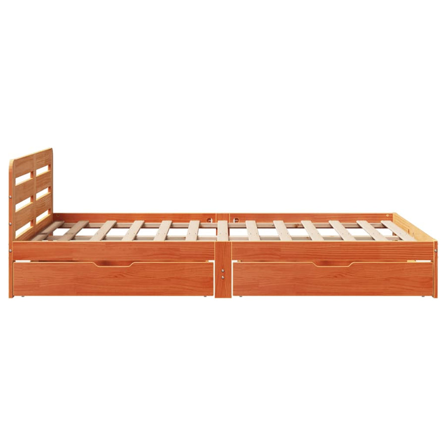 Bedframe zonder matras massief grenenhout wasbruin 160x200 cm