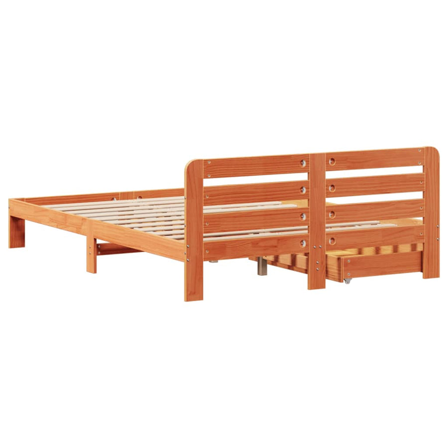 Bedframe zonder matras massief grenenhout wasbruin 160x200 cm