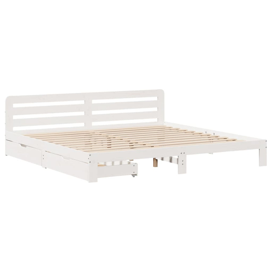 Bedframe zonder matras massief grenenhout wit 180x200 cm