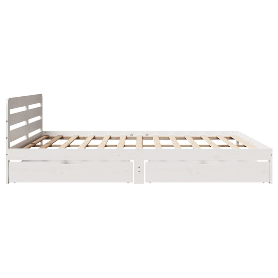 Bedframe zonder matras massief grenenhout wit 180x200 cm