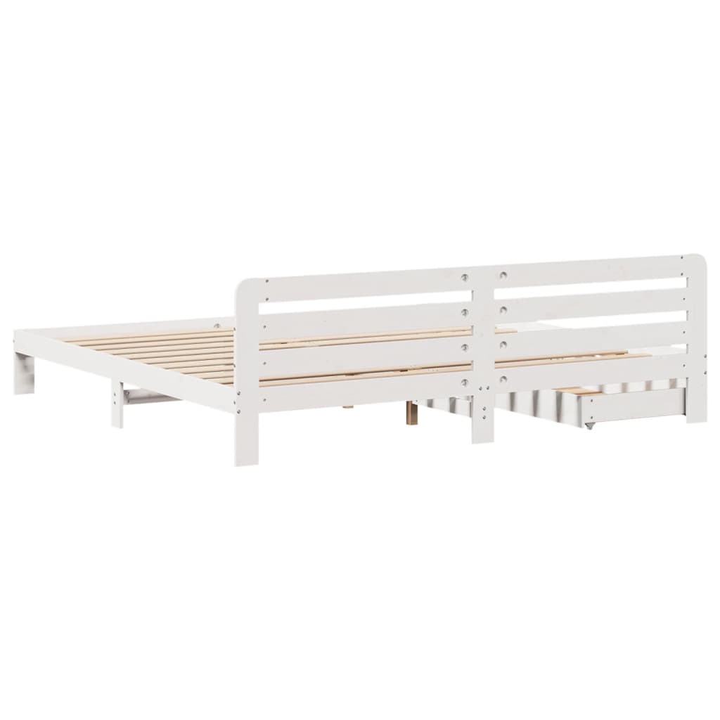 Bedframe zonder matras massief grenenhout wit 180x200 cm