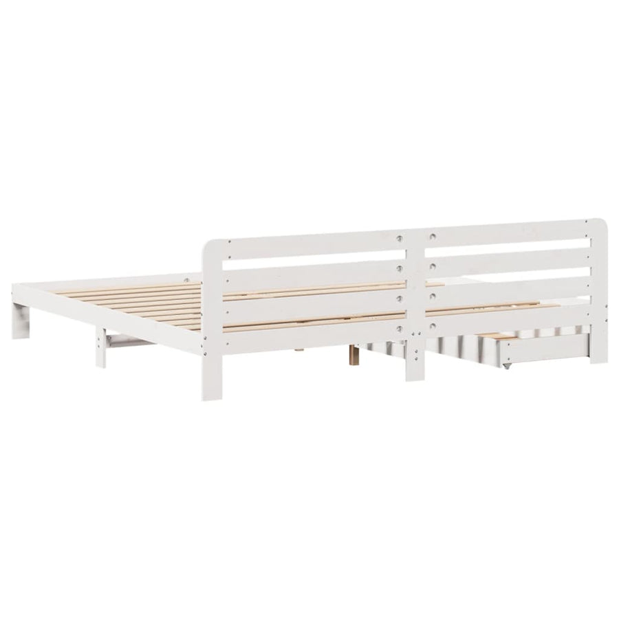 Bedframe zonder matras massief grenenhout wit 180x200 cm