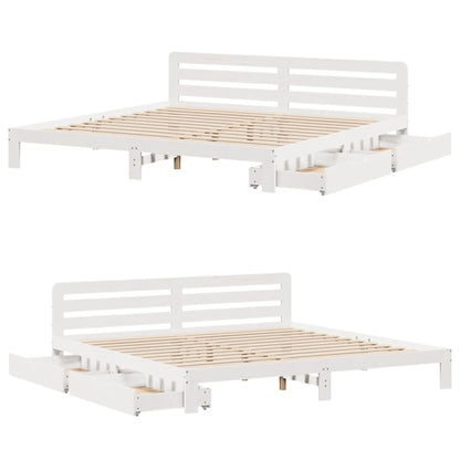 Bedframe zonder matras massief grenenhout wit 180x200 cm