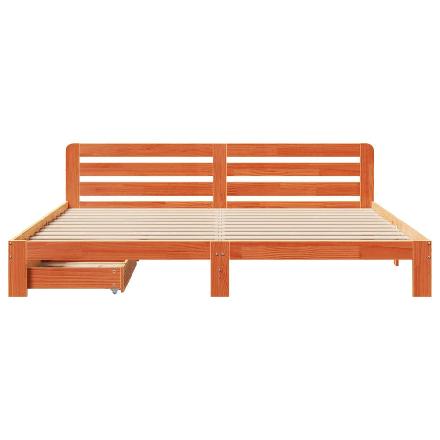 Bedframe zonder matras massief grenenhout wasbruin 180x200 cm