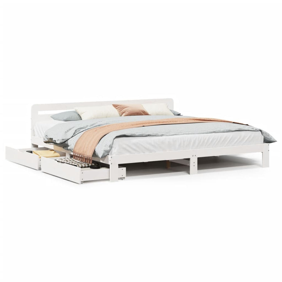 Bedframe zonder matras massief grenenhout wit 200x200 cm