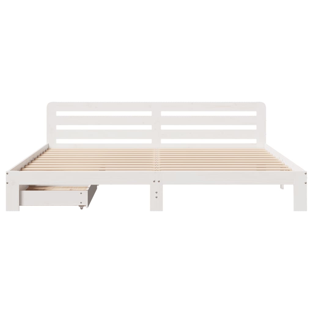 Bedframe zonder matras massief grenenhout wit 200x200 cm