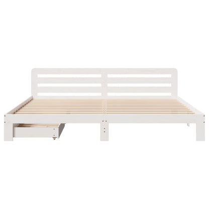 Bedframe zonder matras massief grenenhout wit 200x200 cm