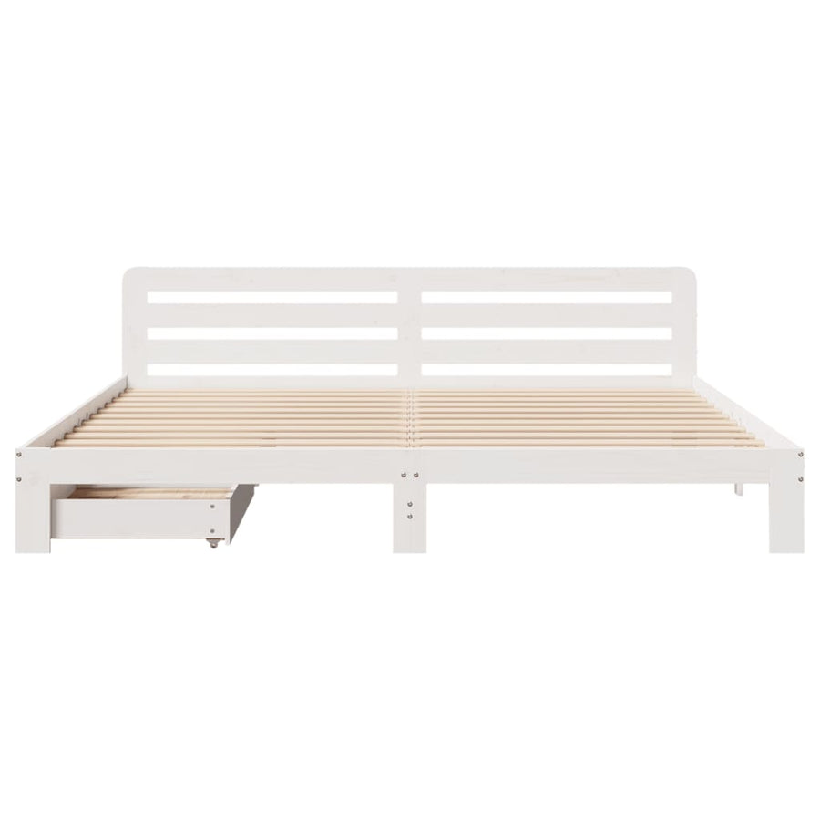 Bedframe zonder matras massief grenenhout wit 200x200 cm