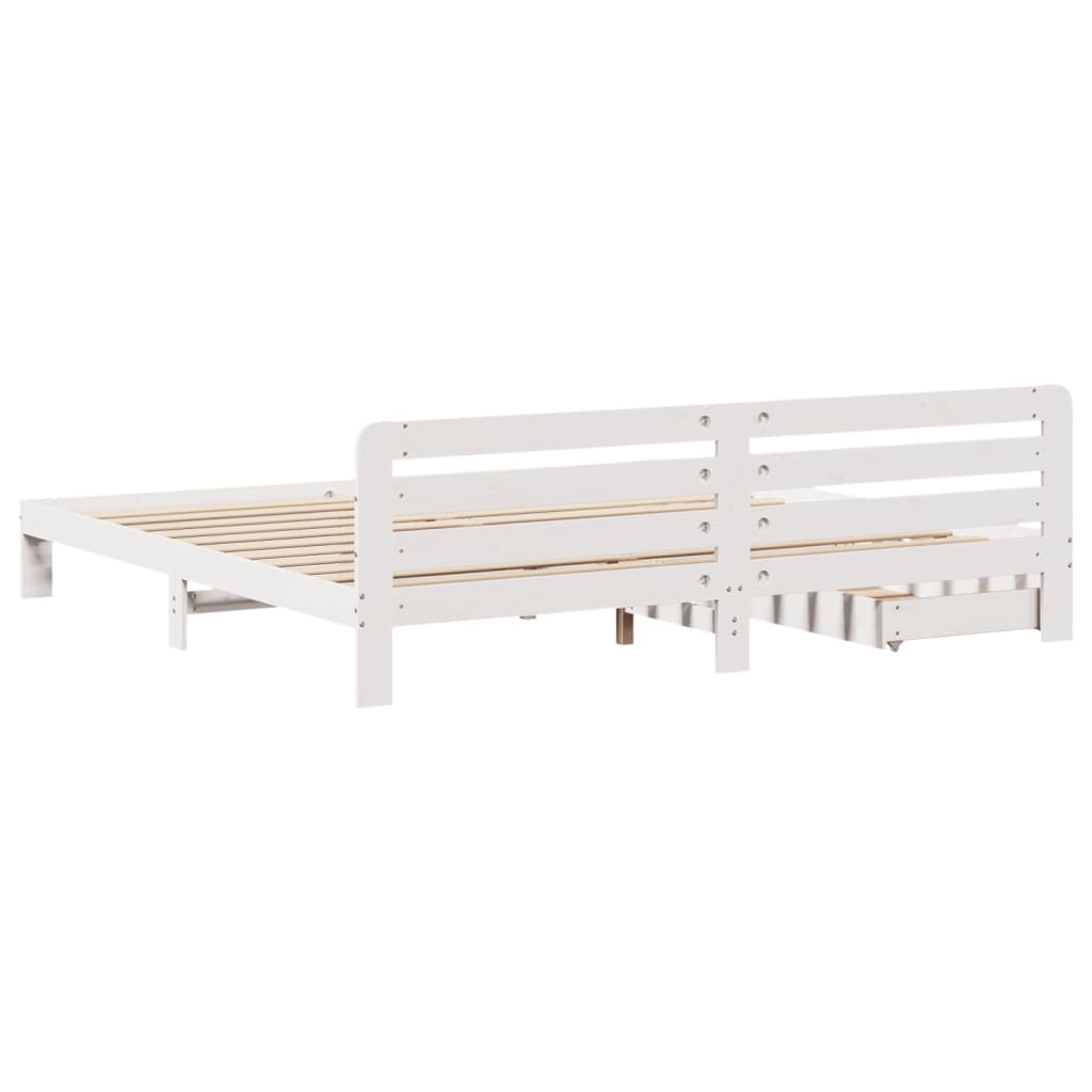 Bedframe zonder matras massief grenenhout wit 200x200 cm