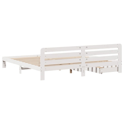 Bedframe zonder matras massief grenenhout wit 200x200 cm