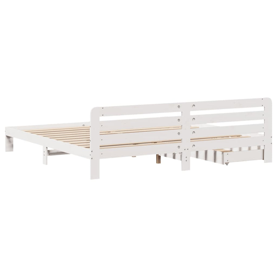 Bedframe zonder matras massief grenenhout wit 200x200 cm