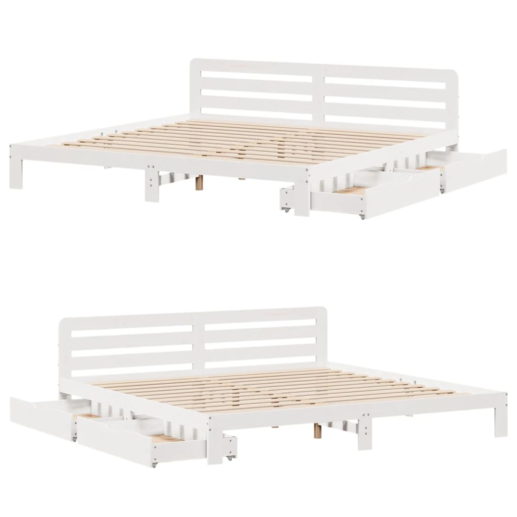 Bedframe zonder matras massief grenenhout wit 200x200 cm