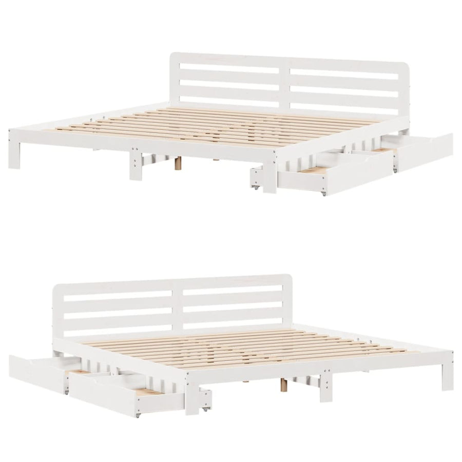 Bedframe zonder matras massief grenenhout wit 200x200 cm