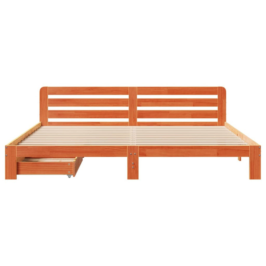 Bedframe zonder matras massief grenenhout wasbruin 200x200 cm